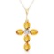 1.88 Carat 14K Solid Gold Cross Necklace Natural Diamond Citrine