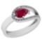 0.91 Ctw Ruby And Diamond I2/I3 14K White Gold Vintage Style Ring