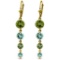 7.8 Carat 14K Solid Gold Chandelier Earrings Peridot Blue Topaz