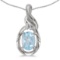 Certified 14k White Gold Oval Aquamarine And Diamond Pendant