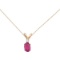Certified 14k Yellow Gold Ruby and Diamond Oval Pendant