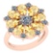 4.96 Ctw Citrine And Diamond I2/I3 10K Rose Gold Vintage Style Ring