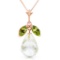 14K Solid Rose Gold Necklace with Natural Peridots & Rose Topaz