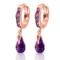 3.3 CTW 14K Solid Rose Gold Huggie Earrings Dangling Amethyst