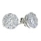 Certified 14K White Gold 1 ct Diamond Cluster Stud Earrings