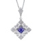 Certified 14k White Gold Sapphire and .10 ct Diamond Filigree Pendant