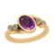 Certified 1.37 Ctw I2/I3 Amethyst And Diamond 14K Yellow Gold Vintage Style Ring