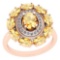 3.13 Ctw Citrine And Diamond I2/I3 10K Rose Gold Vintage Style Ring