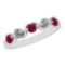 0.50 Ctw SI2/I1 Ruby And Diamond 14K White Gold Band Ring