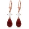 14K Solid Rose Gold Leverback Earrings with Rose Topaz & rubyes