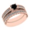 1.17 Ctw I2/I3 Treated Fancy Black And White Diamond 14K Rose Gold Bridal Wedding Ring