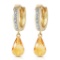 4.54 Carat 14K Solid Gold Tres Chic Blue Citrine Diamond Earrings