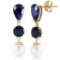 10.1 CTW 14K Solid Gold Chandelier Earrings Sapphire pearl