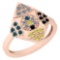 0.39 Ctw Treated Fancy Blue ,Black,Yellow And White Diamond I2/I314K Rose Gold