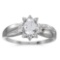 Certified 14k White Gold Oval White Topaz And Diamond Ring