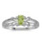 Certified 14k White Gold Oval Peridot Ring