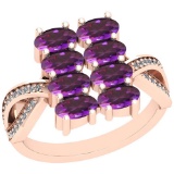 2.21 Ctw Amethyst And Diamond I2/I3 14K Rose Gold Ring