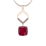 3.12 Ctw Ruby And Diamond SI2/I1 14K Rose Gold Vintage Style Pendant