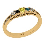 0.28 Ctw I2/I3 Treated Fancy Multi Diamond 14K Yellow Gold Vintage Style Ring