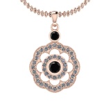 0.93 Ctw I2/I3 Treated Fancy Black And White Diamond 14K Rose Gold Necklace