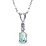 0.46 Carat 14K Solid White Gold Another Victory Aquamarine Diamond Necklace