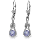 1.3 CTW 14K Solid White Gold Leverback Earrings Natural Tanzanite