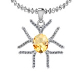 2.91 Ctw VS/SI1 Citrine And Diamond 10K White Gold Necklace