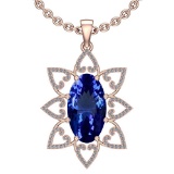 8.24 Ctw VS/SI1 Tanzanite And Diamond 14k Rose Gold Victorian Style Necklace