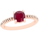 Certified 0.55 Ctw VS/SI1 Ruby And Diamond 14K Rose Gold Vintage Style Ring