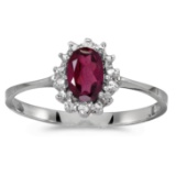 Certified 14k White Gold Oval Rhodolite Garnet And Diamond Ring 0.51 CTW