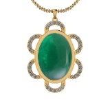 21.34 Ctw VS/SI1 Emerald And Diamond 14K Yellow Gold Pendant