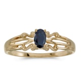 Certified 10k Yellow Gold Oval Sapphire Ring 0.25 CTW