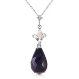 9.3 Carat 14K Solid White Gold Necklace White Topaz Sapphire