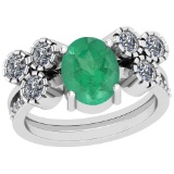 2.44 Ctw VS/SI1 Emerald And Diamond Platinum Vintage Style Ring