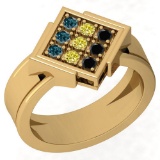 0.31 Ctw SI2/I1 Treated Fancy Black ,Yellow,Blue,Diamond 14K Yellow Gold Ring