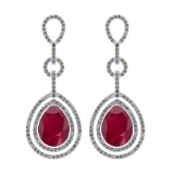 1.92 Ctw Ruby And Diamond I2/I3 14K White Gold Dangling Earrings