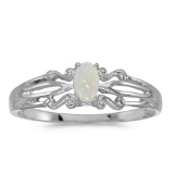 Certified 14k White Gold Oval Opal Ring