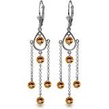 3 Carat 14K Solid White Gold Walking In The Sand Citrine Earrings