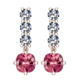 Certified 5.87 Ctw VS/SI1 Pink Tourmaline And Diamond 14K Rose Gold Earrings
