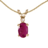 Certified 14k Yellow Gold Oval Ruby And Diamond Filagree Pendant
