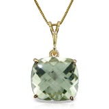 3.6 Carat 14K Solid Gold Necklace Natural Checkerboard Cut Green Amethyst