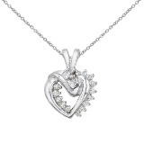 Certified 14K White Gold Diamond Heart Pendant