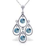 1.2 Carat 14K Solid White Gold Call The Tune Blue Topaz Necklace