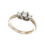 Certified 14k Yellow Gold 0.50 Ct Three Stone Trellis Diamond Ring