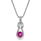 0.65 Carat 14K Solid White Gold Amethystong Other Faces Pink Topaz Necklace