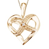 Certified 14K Yellow Gold Diamond Fashion Heart Star Pendant