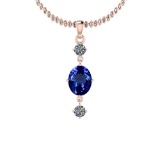 2.34 Ctw VS/SI1 Tanzanite And Diamond Platinum 14K Rose Gold Plated Pendant