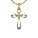 1.18 Ctw I1/I2Peridot And Diamond 10K Yellow Gold Pendant