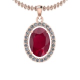 2.86 Ctw Ruby And Diamond SI2/I1 14K Rose Gold Pendant