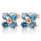 1.15 CTW 14K Solid Rose Gold Stud Earrings Blue Topaz